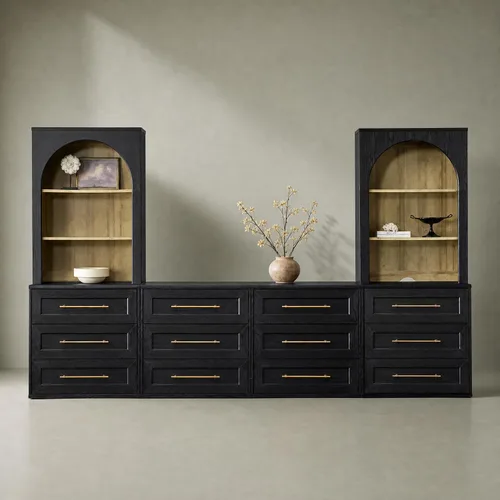 Vista 20 de mopio Blake Centro de entretenimiento de 4 piezas con almacenamiento, cómoda gabinete de almacenamiento modular de granja moderna soporte para TV