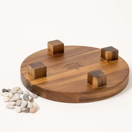 Vista 5 de Kurrajong Farmhouse Bundle Special - Soporte redondo de pedestal de madera con 3 suculentas falsas en macetas