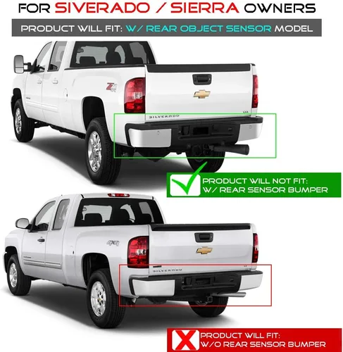 Vista 7 de ACANII - Para Chevy Silverado 2007-2013/GMC Sierrsa 1500 de acero cromado completo parachoques trasero con montaje de orificios de sensor