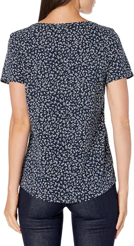 Vista 3 de Tienda Essentials - Camiseta de manga corta con cuello en V para mujer, corte clásico, 100% algodón, 2