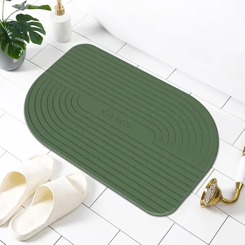 Vista 2 de Tapete de baño de piedra de tierra de diatomeas, tapete de ducha de piedra de secado rápido, ultra absorbente, tapete de diatomita, tapete