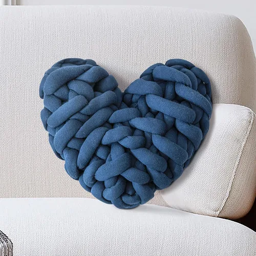 Vista 10 de Almohada anudada nórdica en forma de corazón Almohada decorativa tejida a mano Cojín Cojín Decoración de habitación Aqua