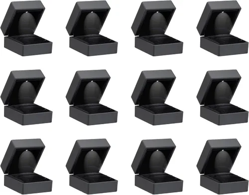 Vista 4 de Allure – Caja al por mayor de 12 unidades – Pequeña caja para collar con luz LED, forma cuadrada, elegante estuche para collar de diamantes