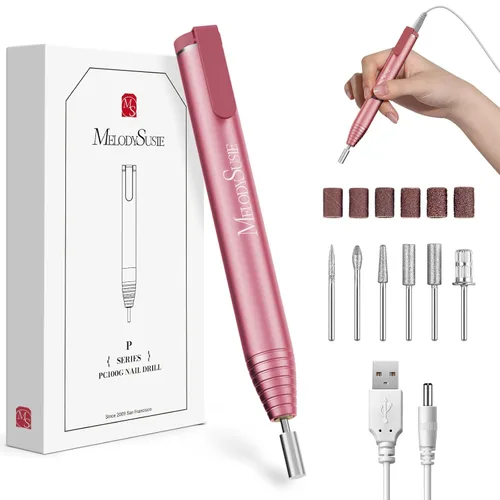 Vista 11 de MelodySusie PocketNail - Taladro de uñas USB delgado ergonómico en forma de bolígrafo, PC100G 20000 RPM, lima eléctrica portátil para todas