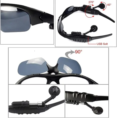 Vista 3 de Lentes de sol inalámbricos Bluetooth MP3, lentes polarizados, lentes de sol musicales, auriculares estéreo para iPhone, Samsung, la mayoría