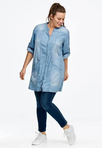 Vista 4 de Ellos Túnica vaquera con broche frontal de talla grande para mujer