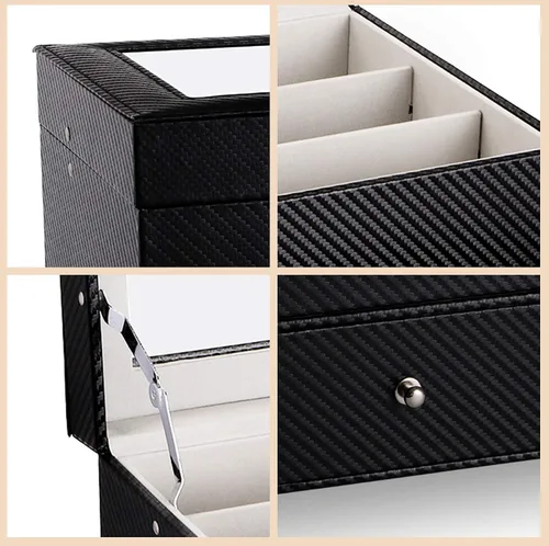 Vista 8 de Nicunom Organizador de lentes de sol con 18 ranuras para coleccionista gafas de sol caja de almacenamiento de gafas con cajón con cerradura