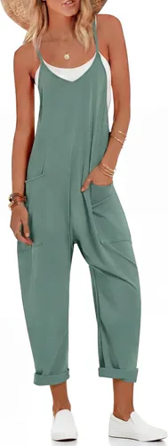 Vista 13 de Ekouaer Overol sin mangas para mujer, overol casual de verano 2-Verde Armada (ArmyGreen)