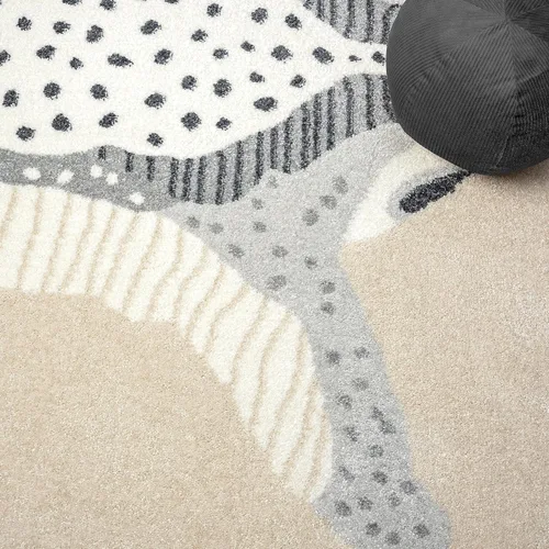 Vista 8 de Abani Nuevo Collection - Alfombra de área, diseño moderno de piel sintética, color marfil/beige, 4 x 6 pies, fácil de limpiar, duradera para niños