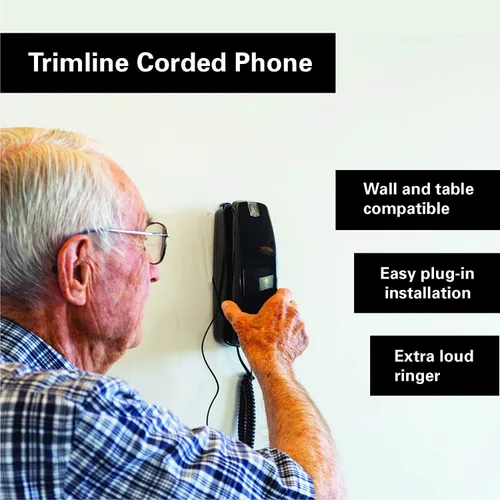 Vista 8 de iSoHo - Teléfono con cable de botón grande para personas mayores, teléfono fijo fácil de usar con teclado iluminado, auricular ergonómico y sin Negro