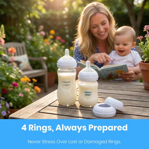 Vista 2 de Anillos de repuesto para pezón compatibles con biberones naturales de Philips Avent, se adapta a 4 onzas, 9 onzas, 11 onzas, plástico y vidrio, sin