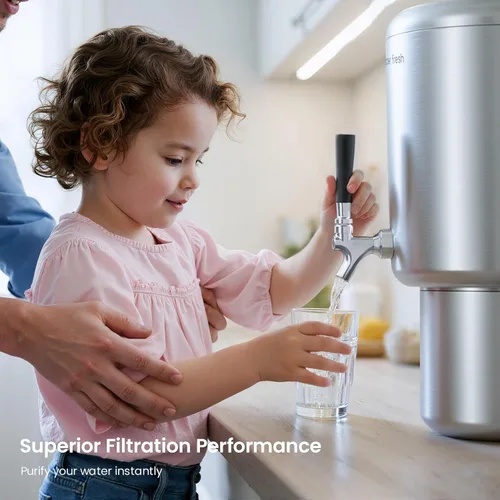 Vista 9 de Sistema de filtración de agua de encimera GLACIER FRESH de 2.25G de acero inoxidable, alimentado por gravedad con tecnología de filtración