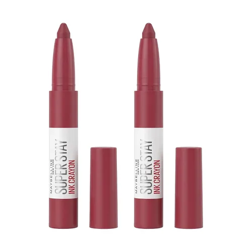 Vista 32 de Maquillaje de lápiz labial Maybelline Super Stay Ink Crayon, lápiz labial mate con punta de precisión con sacapuntas integrado, larga duración de 10