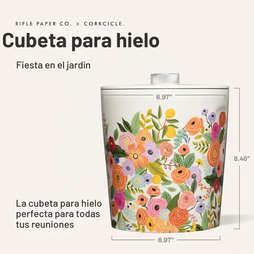 Vista 2 de Corkcicle Cubeta de hielo aislada con tapa, acero inoxidable, 100 onzas, crema para fiesta de jardín Crema para fiestas en el jardín