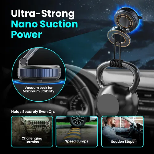 Vista 3 de Soporte Magnético de Sujeción al Vacío para Teléfono en el Coche – Montura de Succión Fuerte Ajustable de 360°, Montura Compatible con MagSafe