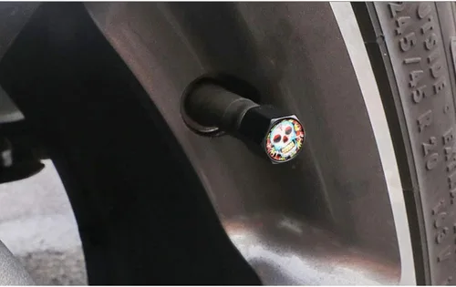Vista 4 de 4 unids/set car styling aleación de zinc cráneo con estilo de flor de coche válvula de neumático tapas de rueda neumáticos neumático vástago tapa