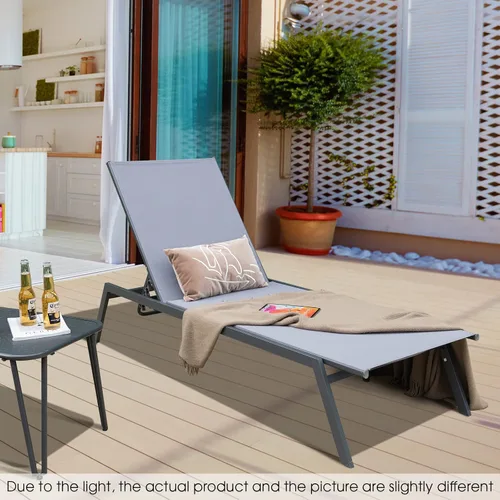 Vista 2 de COSTWAY Sillón reclinable para patio, con respaldo ajustable de 6 posiciones, para jardín y piscina