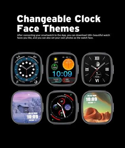 Vista 8 de Reloj inteligente resistente al agua, pantalla táctil HD de 1.72 pulgadas, rastreador avanzado de salud con más de 100 modos de ejercicio, Negro