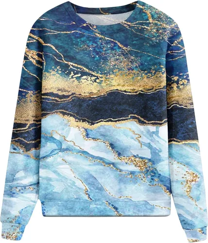 Vista 3 de Sudadera de gran tamaño para mujer, con estampado diario, cuello redondo, ajuste casual, largo