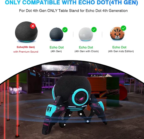 Vista 8 de Soporte para Echo Dot, soporte de mesa decorativo para Echo Dot (4.ª y 5.ª generaciones) o HomePod Mini, el soporte se puede ajustar arbitrariamente