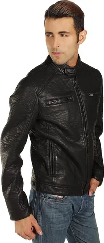 Vista 2 de ROGUE - Chaqueta Café Racer de piel sintética para hombre