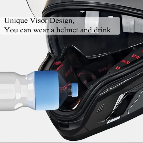 Vista 5 de Cascos de cara completa para hombre, color negro, para motocicleta, Street Bike Racing ATV con visera única, casco ligero retro de motocicleta