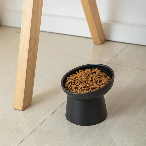 Vista 5 de Pequeños cuencos elevados de cerámica para gatos, cuencos elevados inclinados para alimentos o agua, sin estrés, prevención de reflujo, aptos