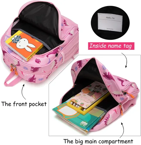 Vista 5 de Mochila para niños pequeños, mochila para preescolar o jardín de infantes, Rosado, Personalizado