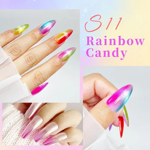 Vista 4 de VARNAIL Rainbow Candy Jelly - Kit de esmalte de uñas de gel de 6 colores y capa base de regalo, kit de esmalte de gel transparente arcoíris