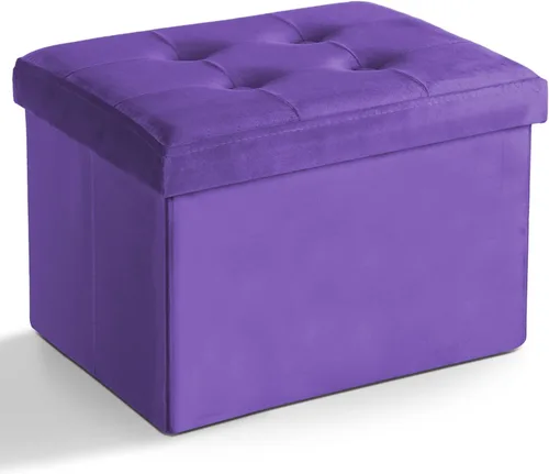 Vista 19 de LINMAGCO Otomana Otomana de almacenamiento con almacenamiento pequeño reposapiés taburete debajo del escritorio, reposapiés plegable corto de tela