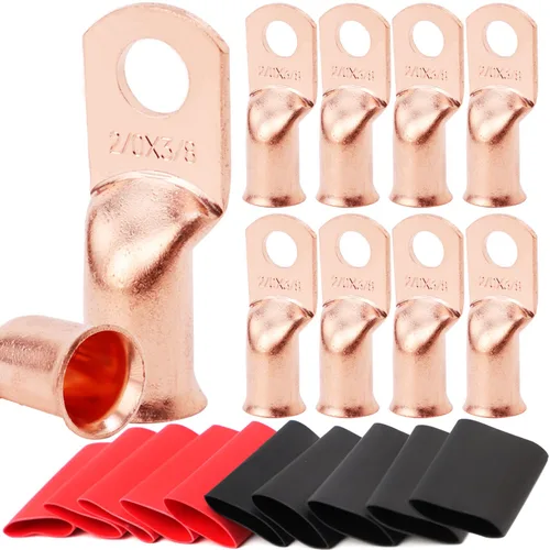 Vista 71 de TKDMR - Kit de 264 piezas de extremos de cable de batería, 132 piezas de terminales de anillo de lengüetas de cable de cobre resistentes AWG 8 6 4 2
