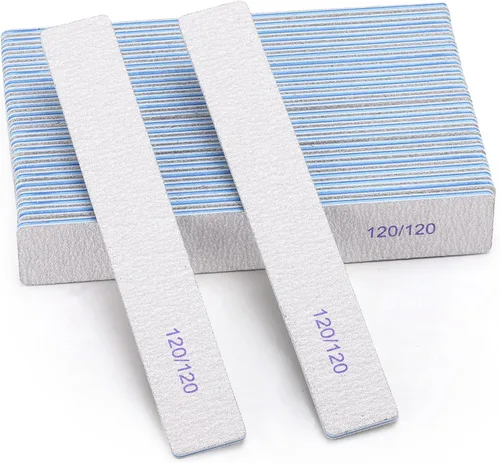 Vista 9 de 10 unidades de limas de uñas de grano 80/80 rectangulares para uñas acrílicas, limas de pulido reutilizables de doble cara, tableros de lima de uñas