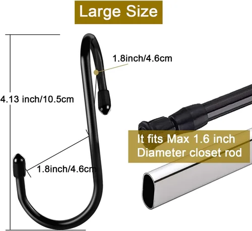 Vista 2 de HiGift Paquete de 8 ganchos negros para colgar bolsos para armario, con revestimiento de vinilo, ganchos negros para colgar bolsos, cinturones