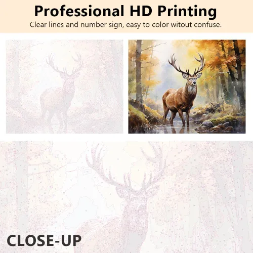 Vista 3 de TUMOVO Pintura de ciervos por números, pintura de flores por números para adultos, animales salvajes, pintura por números, niños sobre lienzo