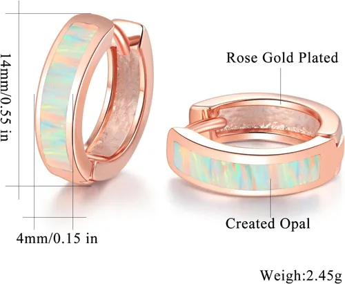 Vista 20 de CiNily Aretes Huggie de ópalo con bisagras, chapados en oro, hipoalergénicos, pequeños aretes de aro para mujeres, adolescentes, niñas, hombres