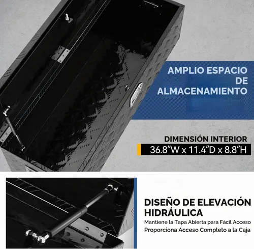 Vista 3 de Caja de herramientas de placa de diamante de aluminio resistente para cama de camioneta pickup, remolque RV, caja de herramientas impermeable