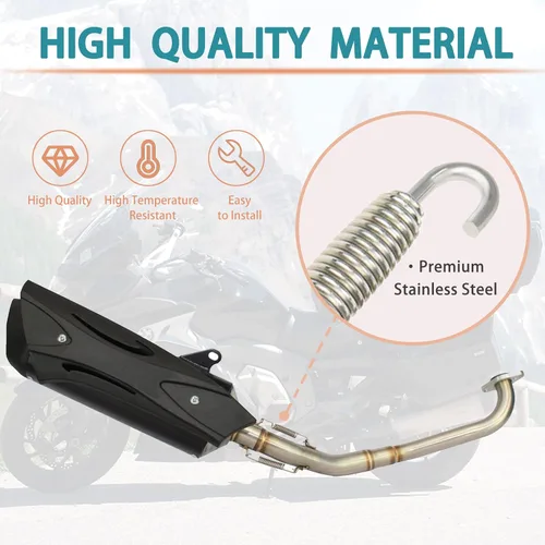 Vista 2 de Muelles de motocicleta: Muelles de tubo de silenciador de acero inoxidable con ganchos, 2.283 in para motocicleta, scooter, motos de nieve, ATV