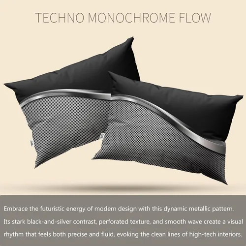 Vista 3 de 2 Pack Rectangle Pillow Covers 12x16 Inch, Silver and Black Metallic Decorative Throw Pillow Cases, Double-Sided Printed Boudoir Cushion Covers for