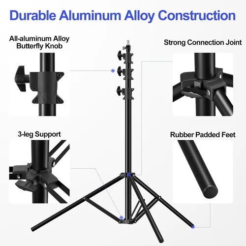 Vista 6 de EMART - Trípode de fotografía resistente de 13 pies para fotografía Air-Cushioned Aluminum Alloy Light Stand with 1/4'' and 3/8'' Screw
