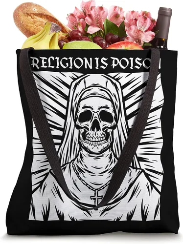 Vista 4 de Religion Is Poison Satanic Goth Ocult Grunge Baphomet Bolsa de mano