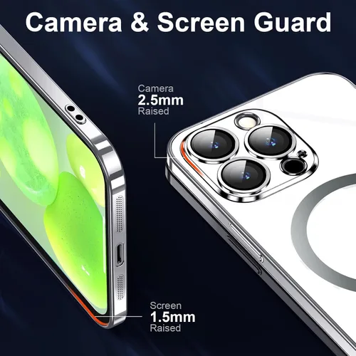 Vista 5 de Funda magnética delgada diseñada para iPhone 15 Pro Max [compatible con MagSafe], funda rígida de acabado fino [no se amarilla] funda de ajuste