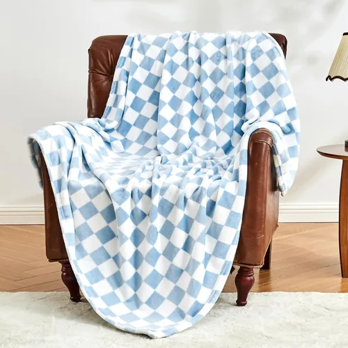 Vista 21 de Edenleaf - Manta de forro polar a cuadros negros para sofá, cálida decoración del hogar Ultra Soft Cozy Fuzzy Blanket for Bed Sofa, Fluffy