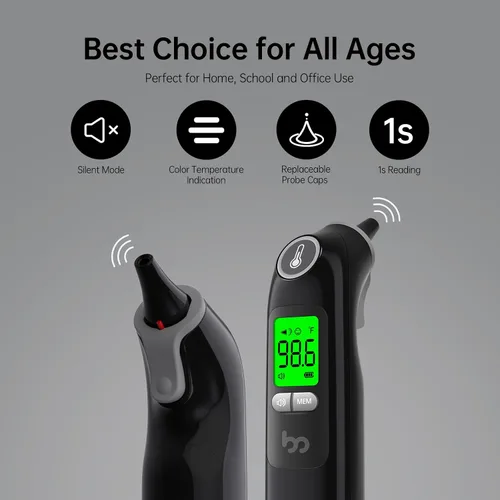 Vista 4 de Termómetro de oído de la familia femometer, termómetro de oído altamente preciso para niños, adultos y bebés, 30 recordatorios de memoria, resultado