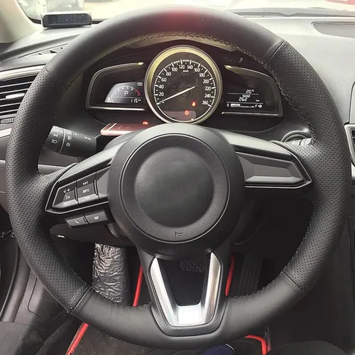 Vista 2 de Funda para volante, para Mazda CX-3 CX3 2018 2019, personaliza el cuero cosido a mano