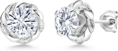 Vista 362 de Gem Stone King Aretes de plata de ley 925 de 0.236 in con piedra natal redonda para mujer
