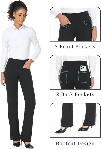 Vista 14 de Safort Pantalones de yoga con entrepierna de 28" 30" 32" 34"más amplios en la parte inferior para botas altas, 4 bolsillos, UPF50+