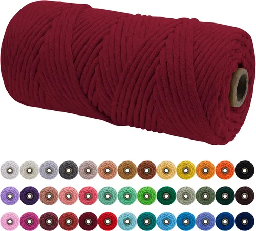 Vista 199 de JeogYong Cordón de macramé de un solo hilo 3 mm x 109 yardas (328 pies) Cuerda de algodón suave Hilo de macramé de 3 mm, suministros de macramé