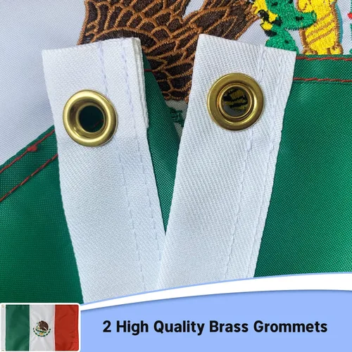 Vista 5 de FLAGWIN Banderas mexicanas bordadas de 12 x 18 pulgadas, bandera náutica de México, color vivo y resistente a la decoloración