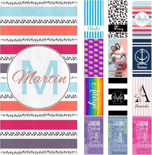 Vista 31 de Toallas de playa personalizadas para adultos y niños con nombres, toallas de playa personalizadas para hombres y mujeres, toalla de baño