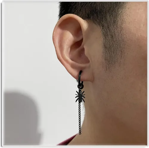 Vista 6 de Xusamss Punk Jewelry - Pendientes colgantes de acero inoxidable con bisagras de araña larga